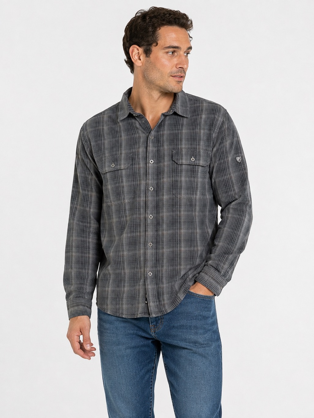 KUHL Cotton Flannel Plaid Long Sleeve Button Down Shirt Outdoor Gorpcore - XL